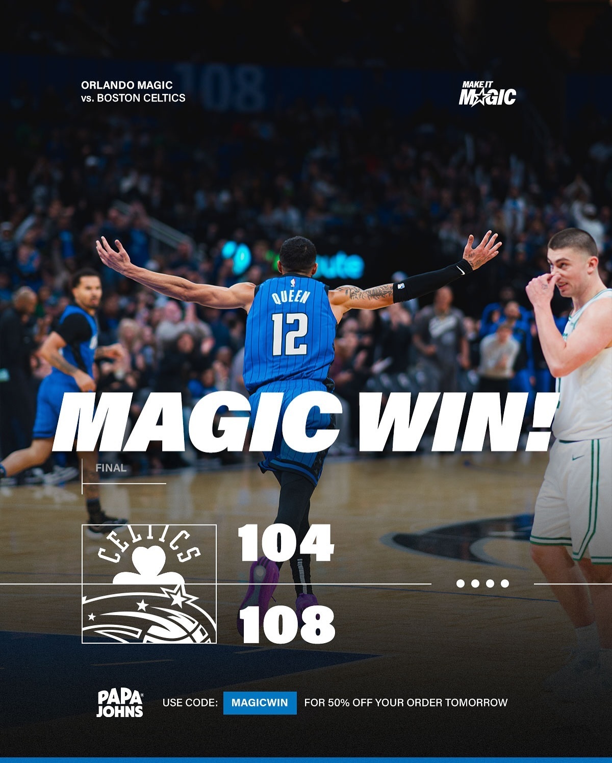 国王绝杀时刻，逆转取胜点燃赛场，魔术迎来胜利！